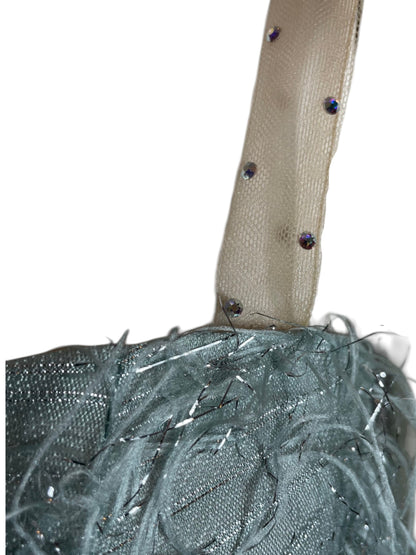 mini vestido plumas azul hielo