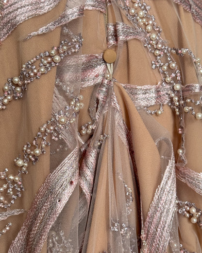 Vestido palo rosa recamado