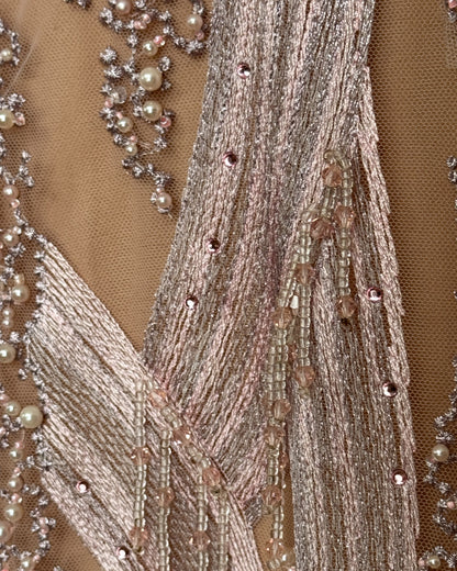 Vestido palo rosa recamado