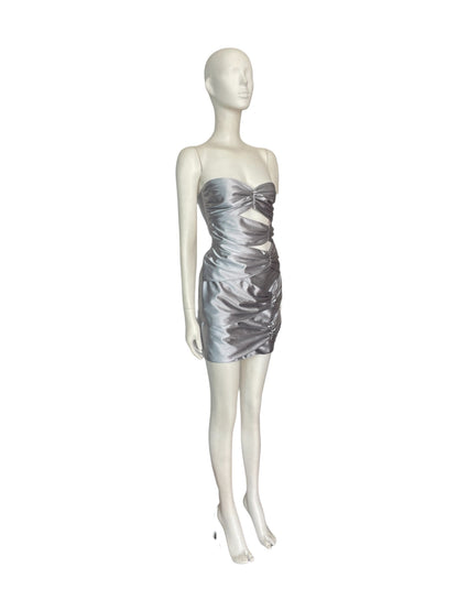 Mini dres plateado efecto metalizado