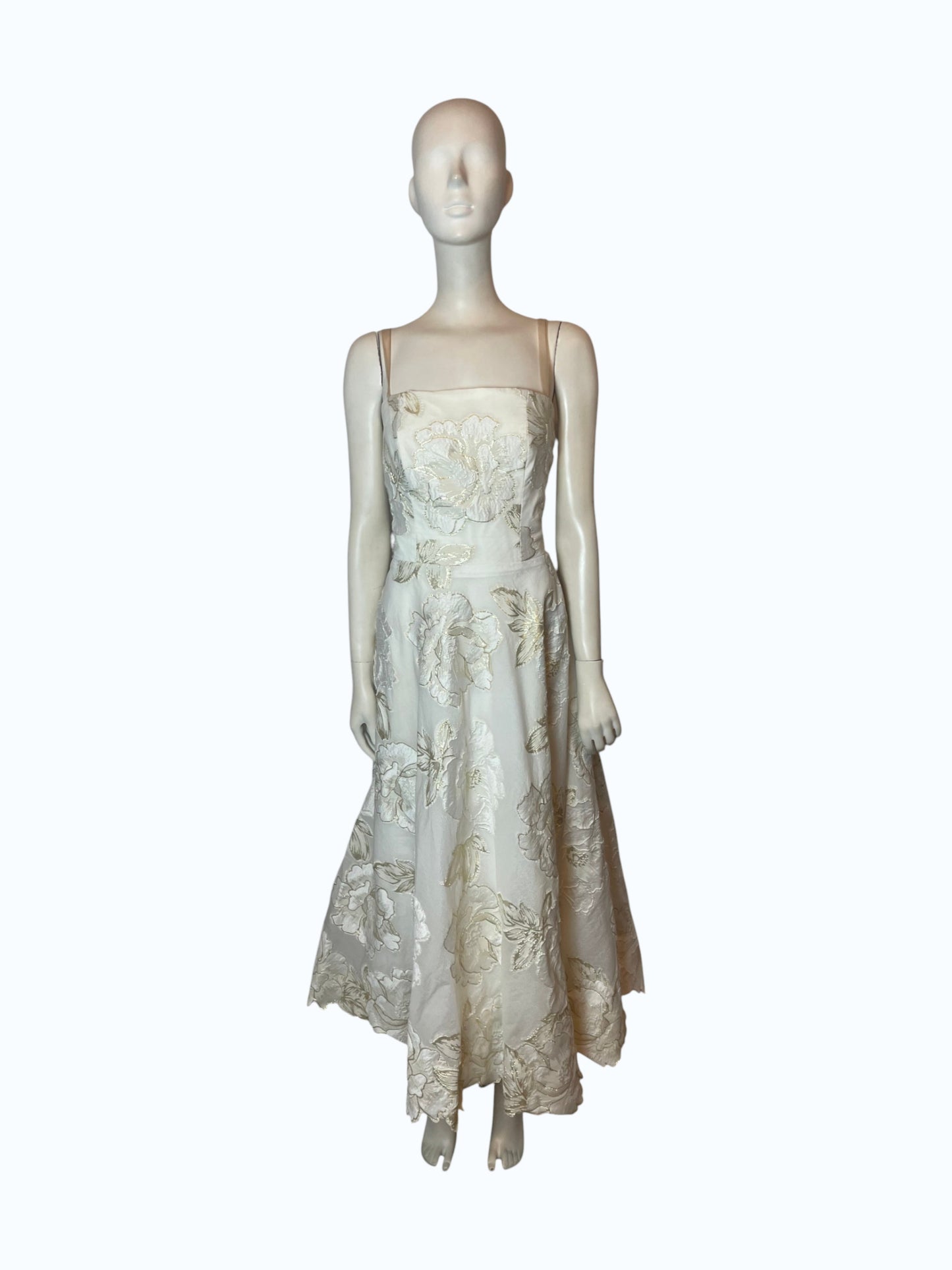 Vestido bordado midi de fiesta blanco