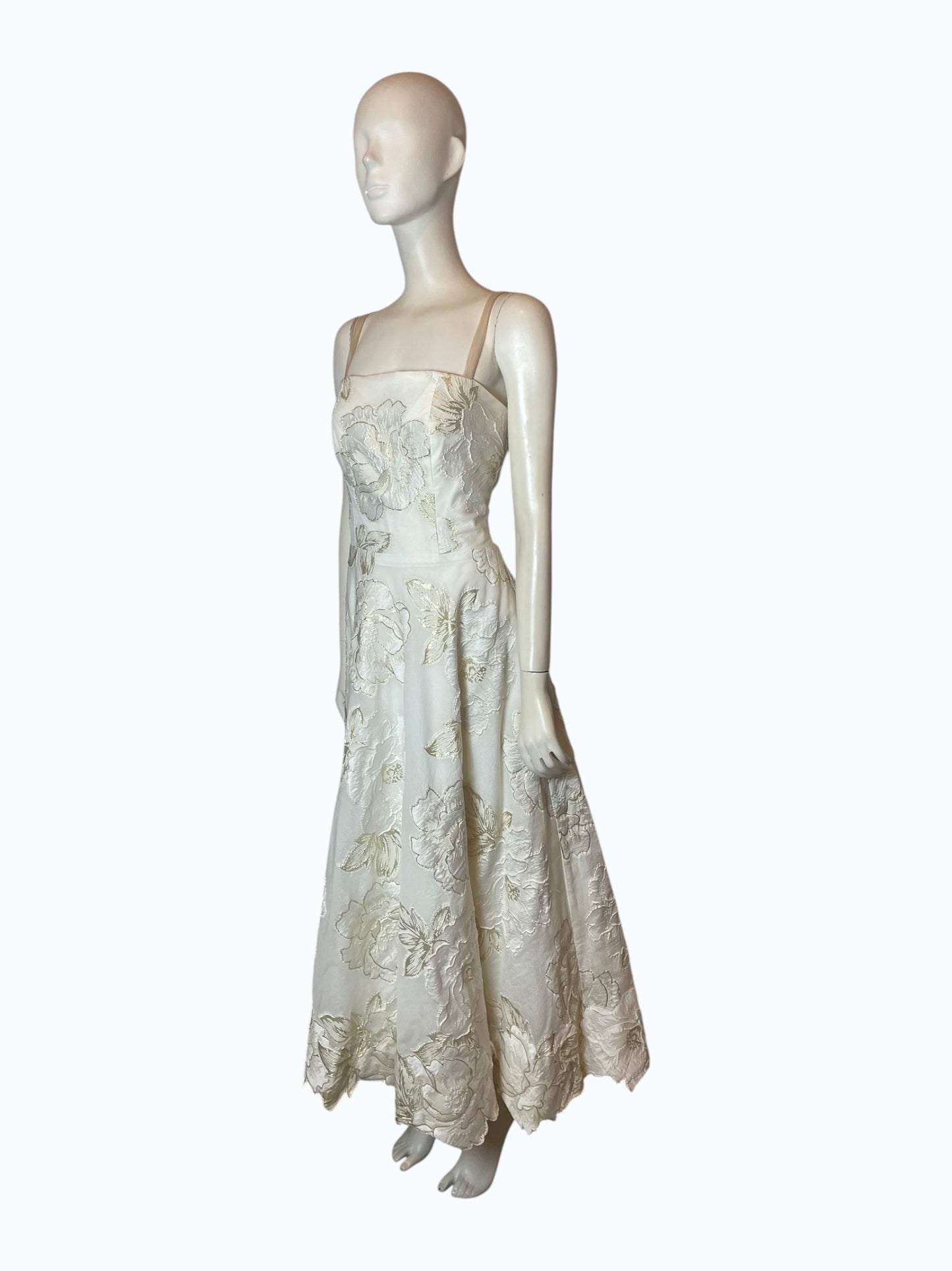 Vestido bordado midi de fiesta blanco