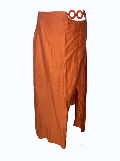 Falda midi naranja