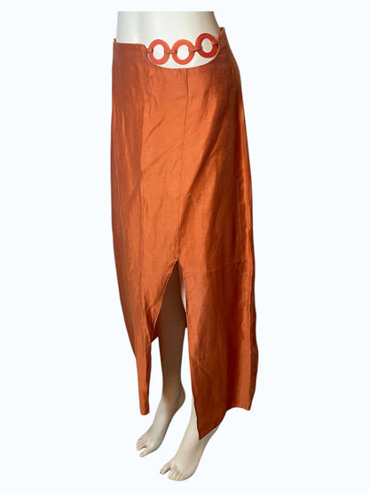 Falda midi naranja