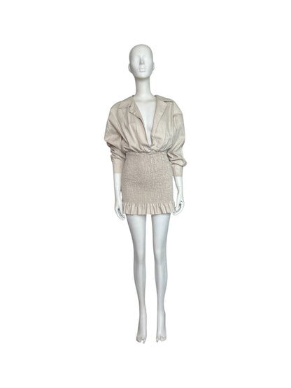 Vestido mini con mangas LINO beige