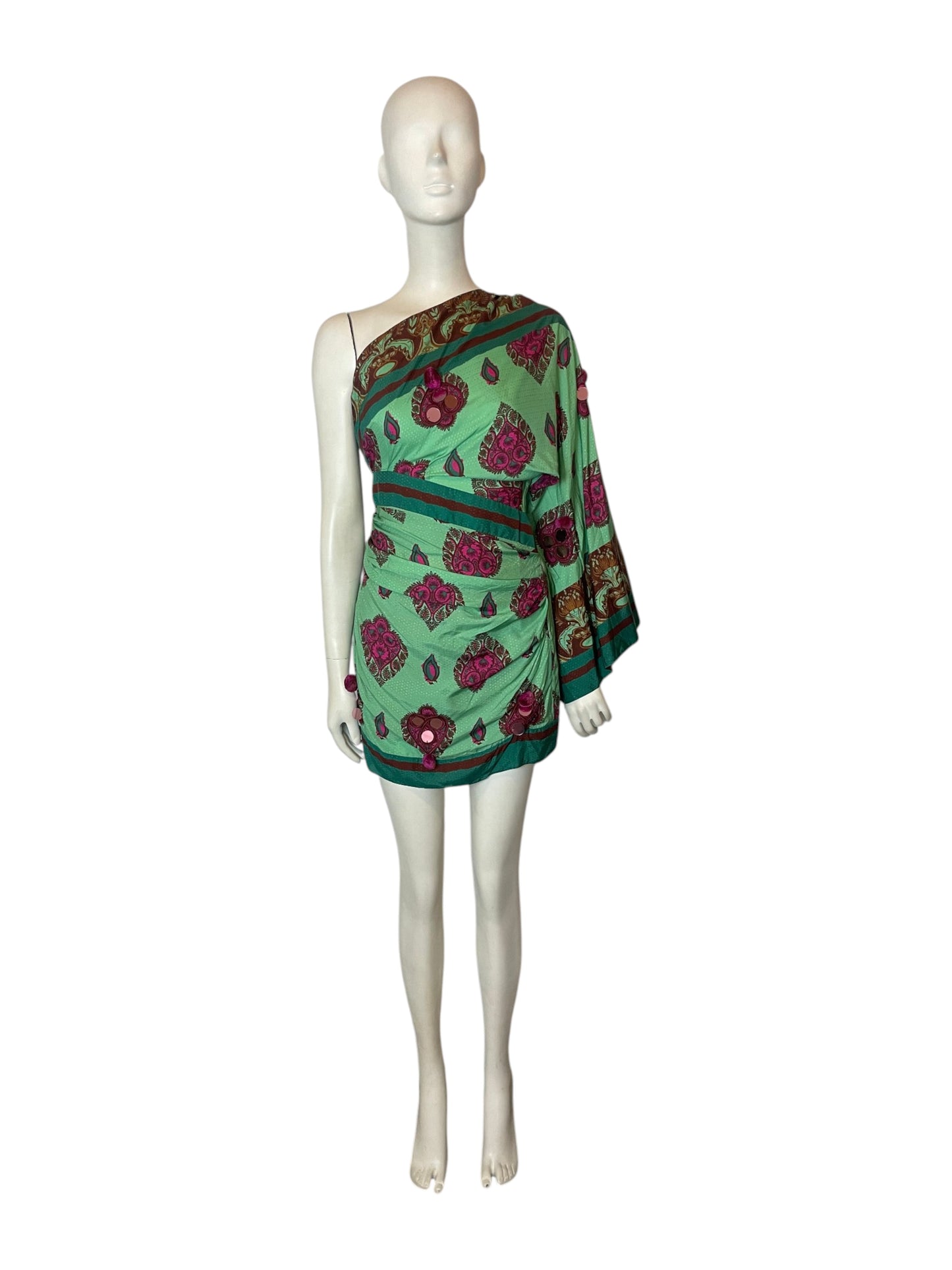 Navasatri printed satin mini dress
