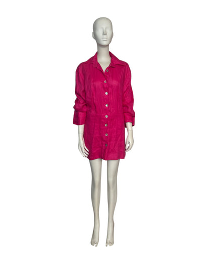 Vestido mini fucsia con mangas