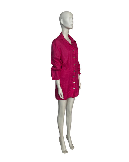 Vestido mini fucsia con mangas