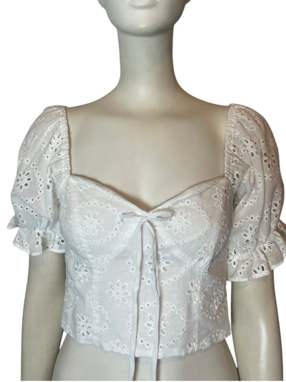 Top corset con mangas blanco