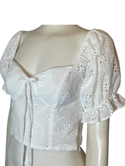 Top corset con mangas blanco