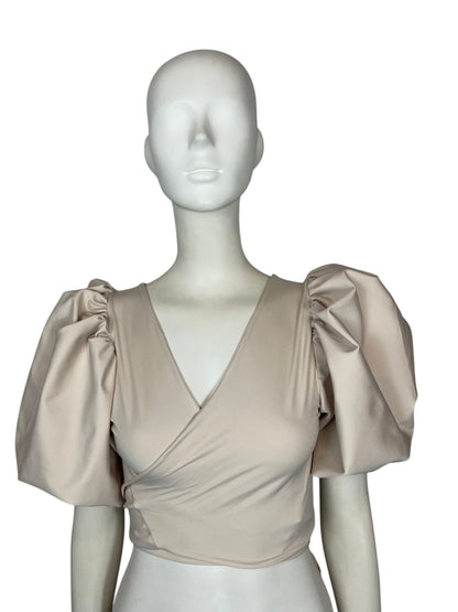 Top mangas globo beige