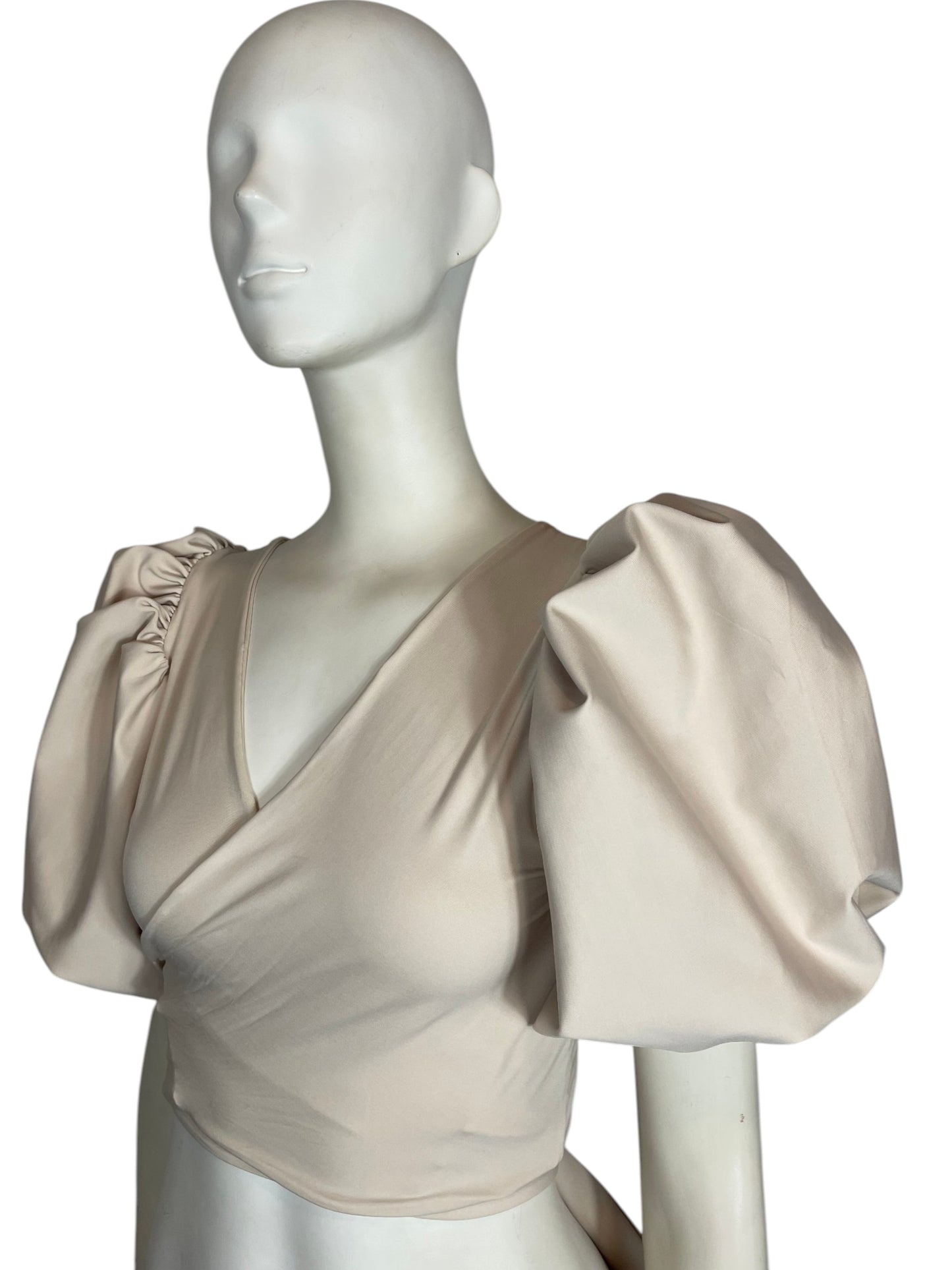 Top mangas globo beige