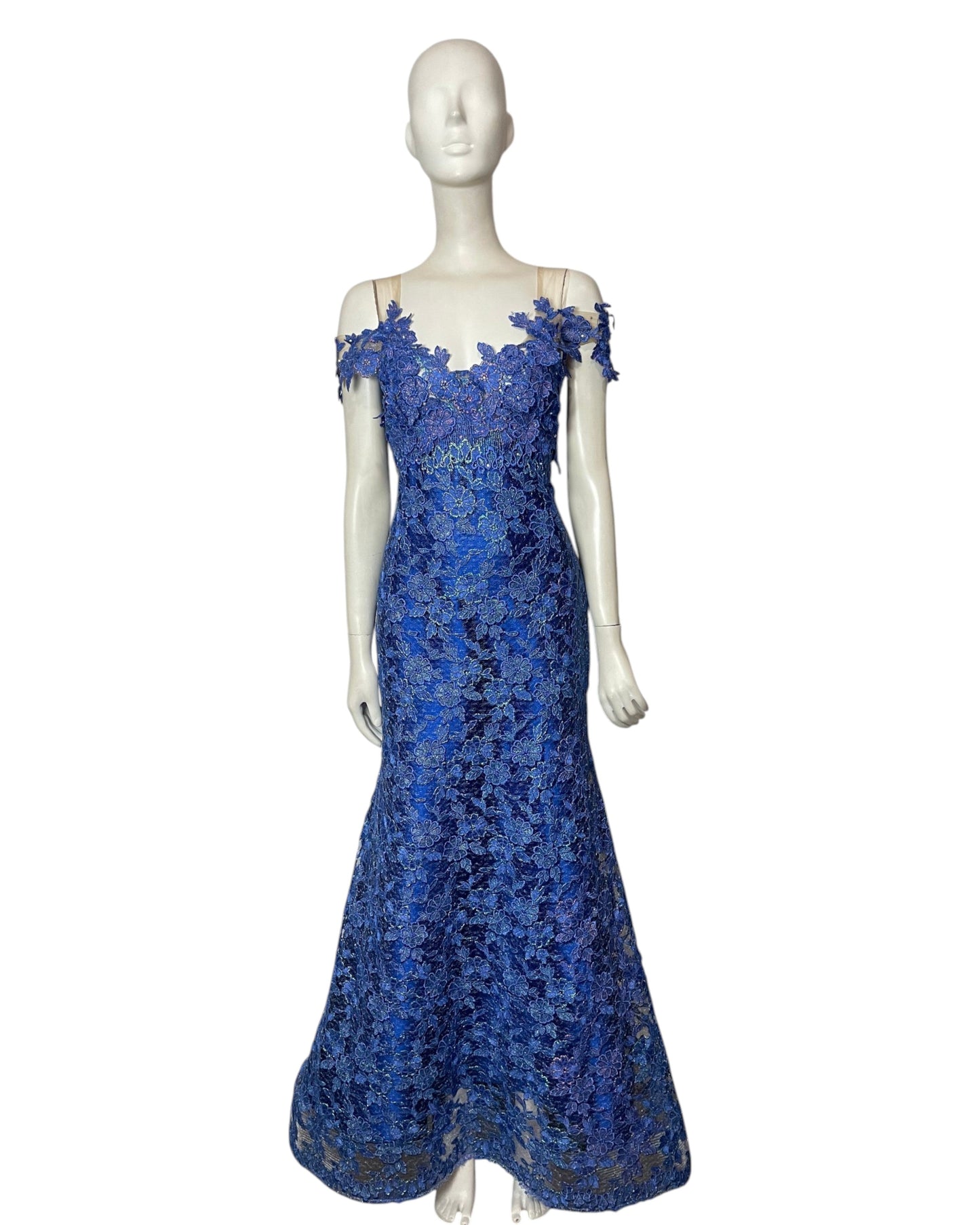 vestido maxi flores blue
