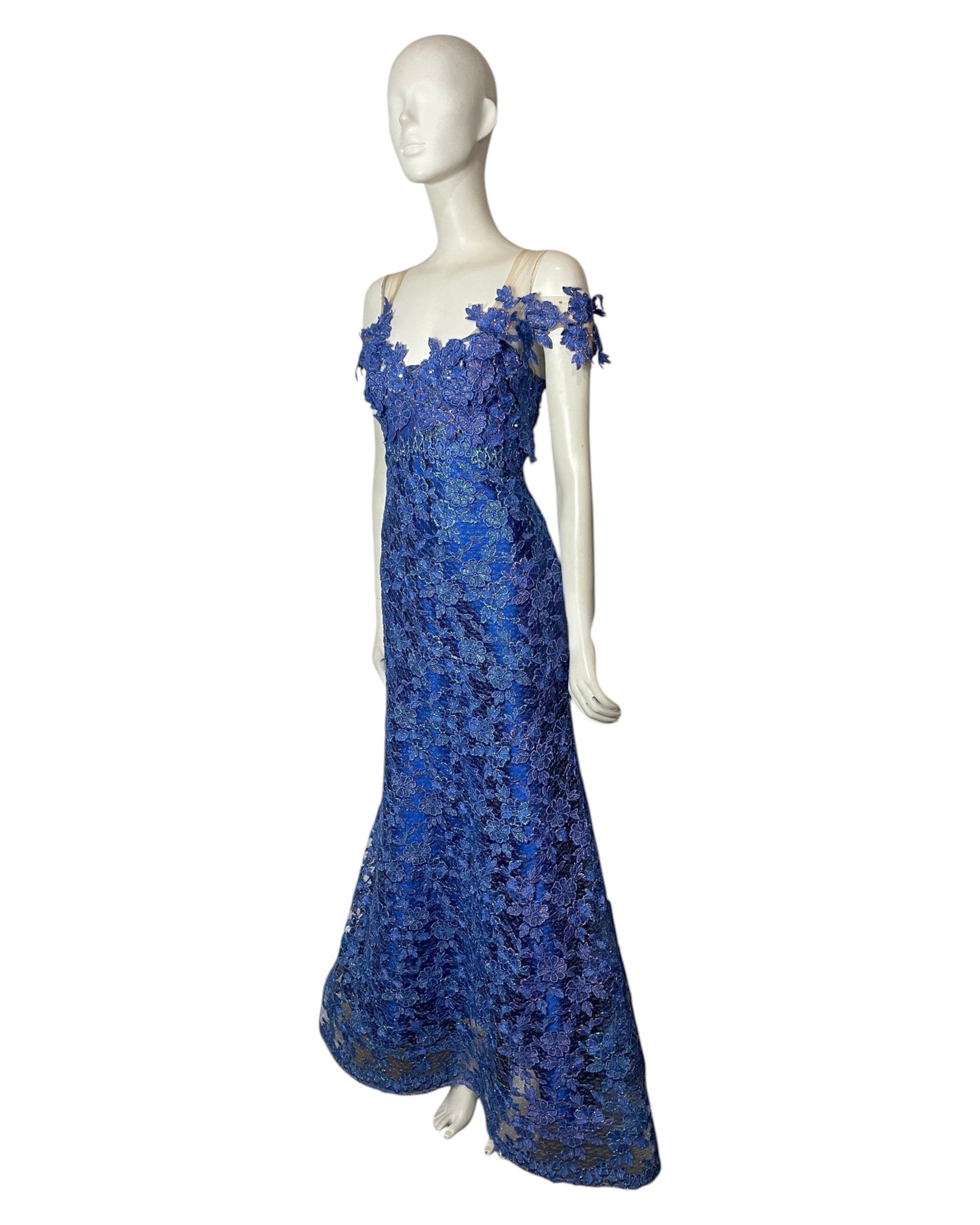 vestido maxi flores blue