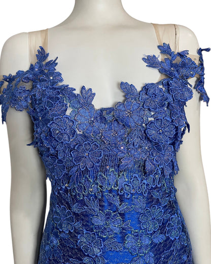 vestido maxi flores blue