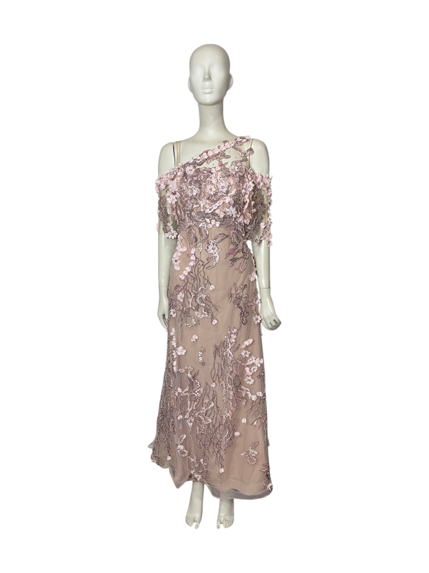 Vestido de fiesta flores rosadas