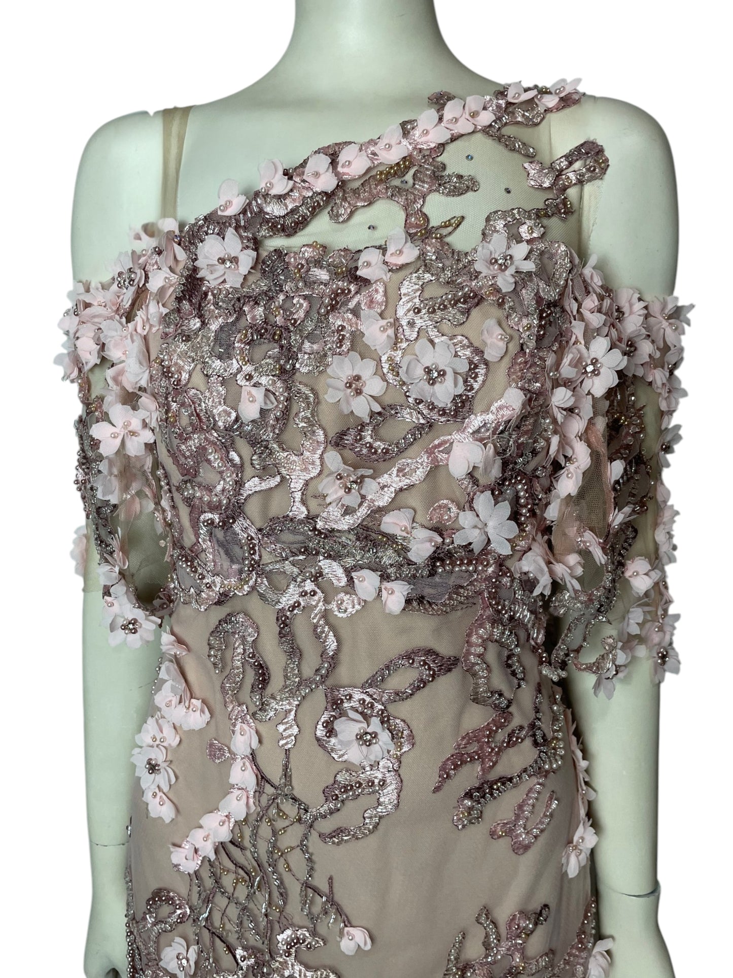 Vestido de fiesta flores rosadas