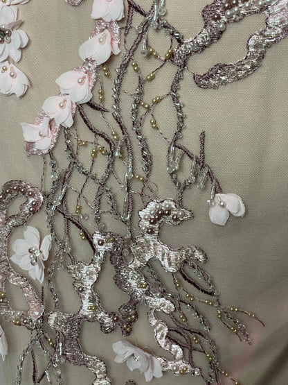 Vestido de fiesta flores rosadas