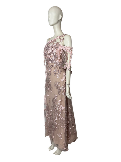 Vestido de fiesta flores rosadas
