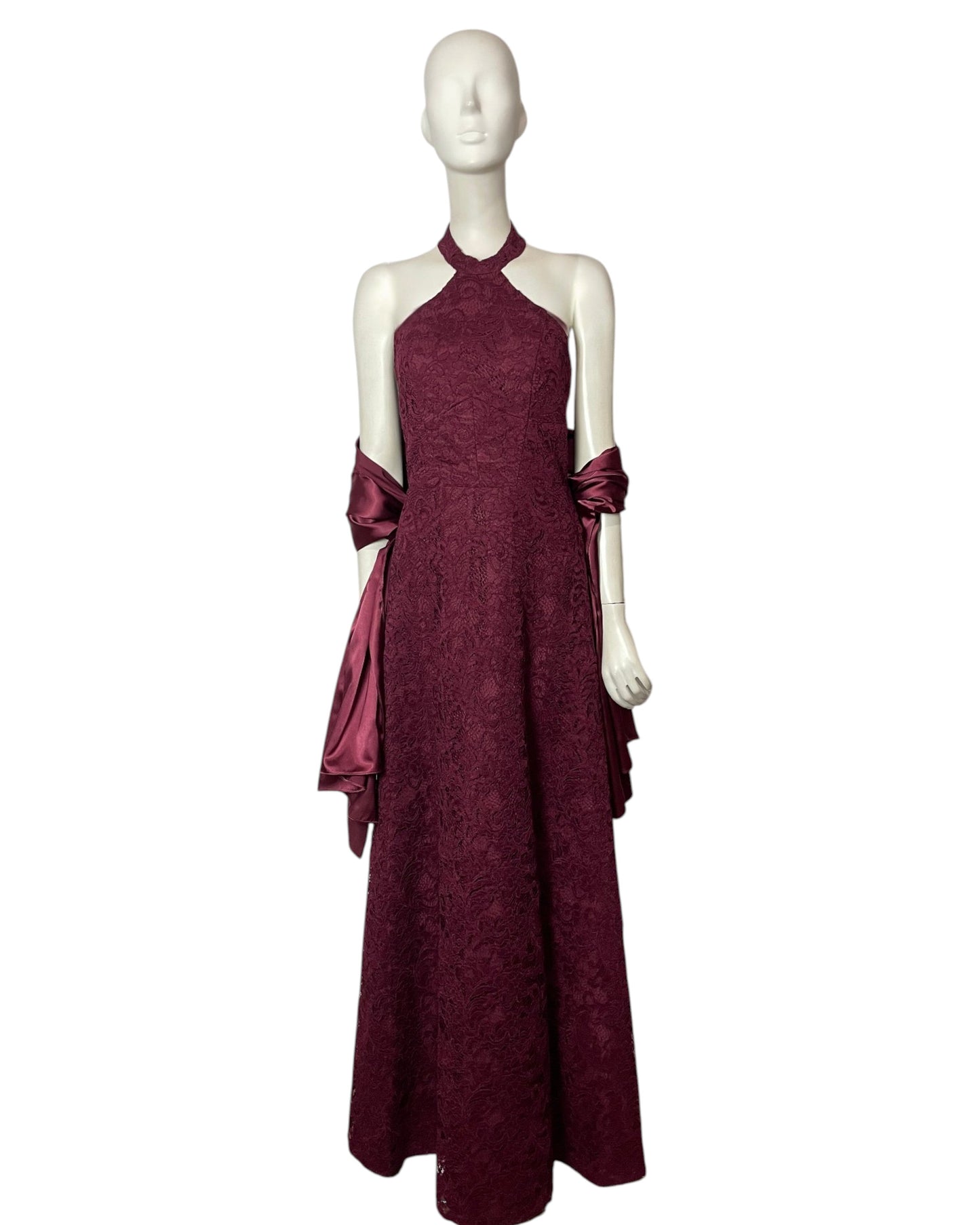 Vestido encaje vino tinto