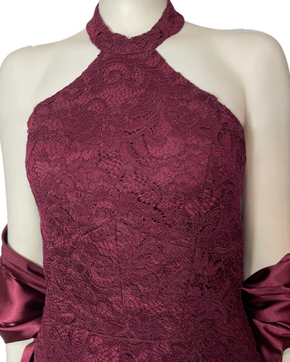 Vestido encaje vino tinto