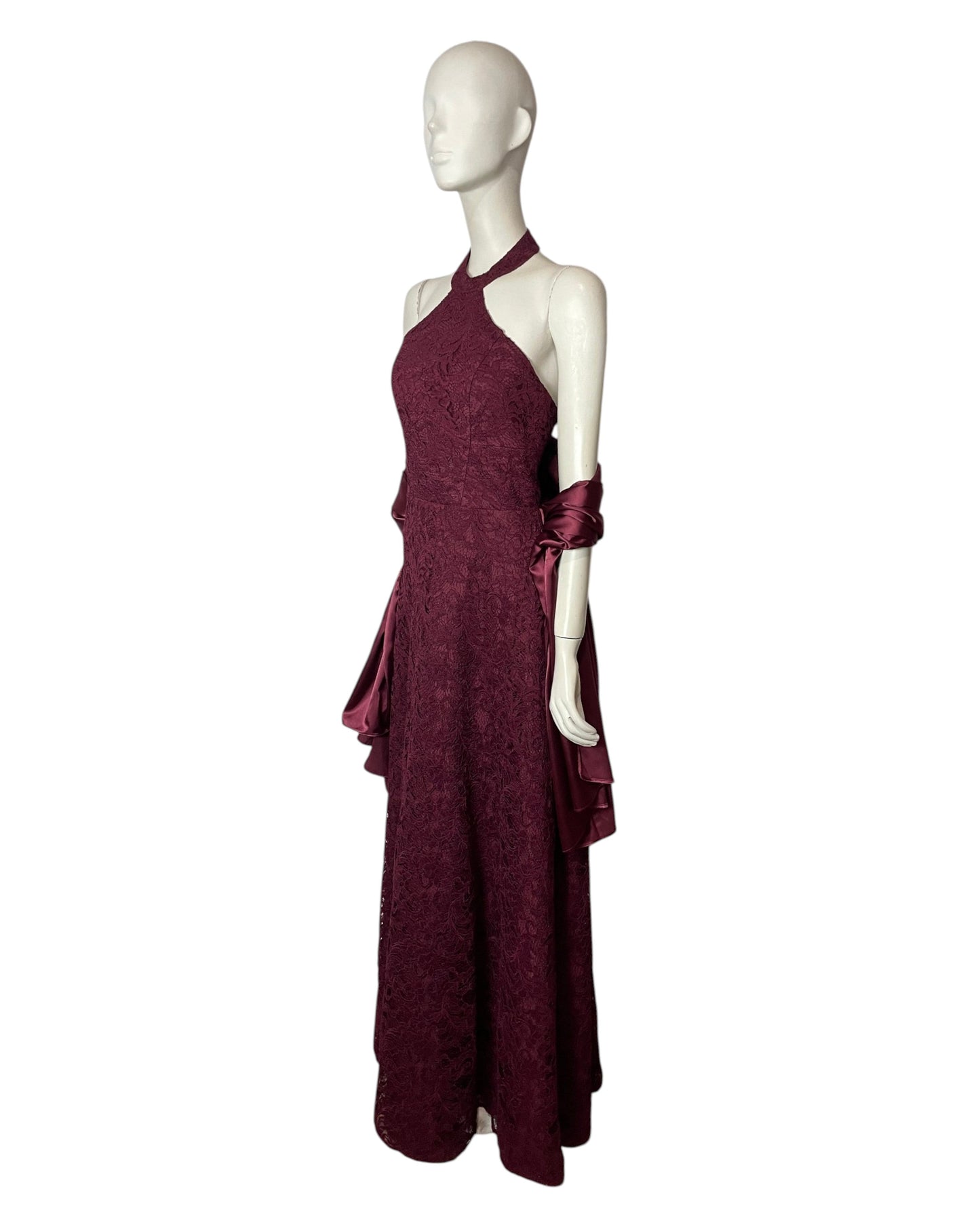 Vestido encaje vino tinto