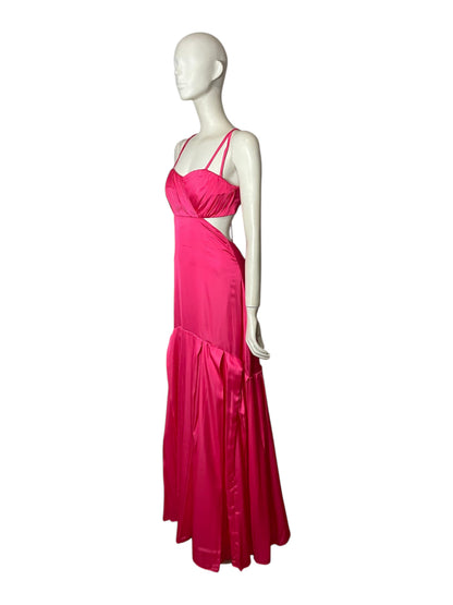 vestido maxi fiesta fuccia