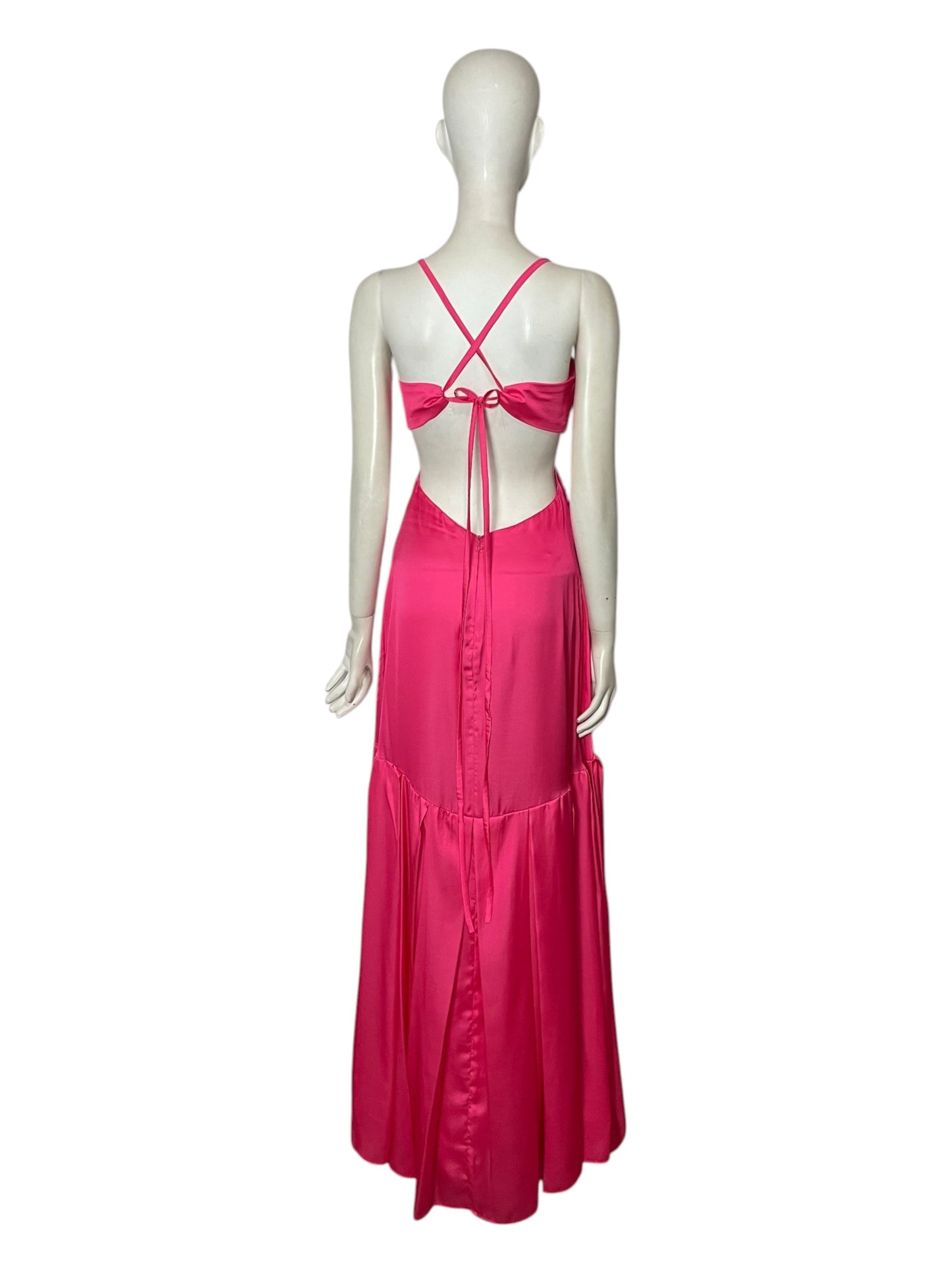 vestido maxi fiesta fuccia
