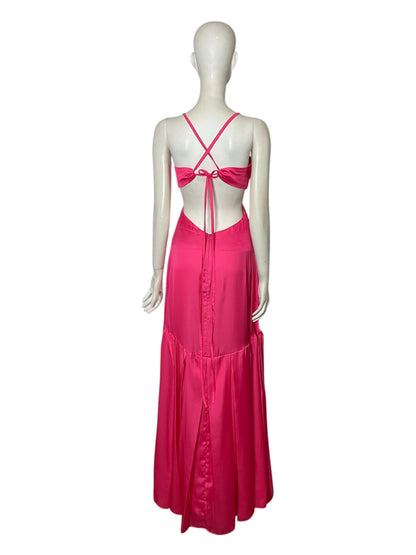 vestido maxi fiesta fuccia