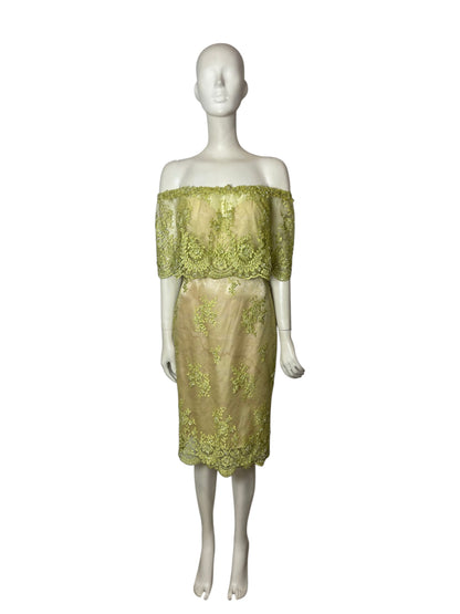 Midi dress verde recamado