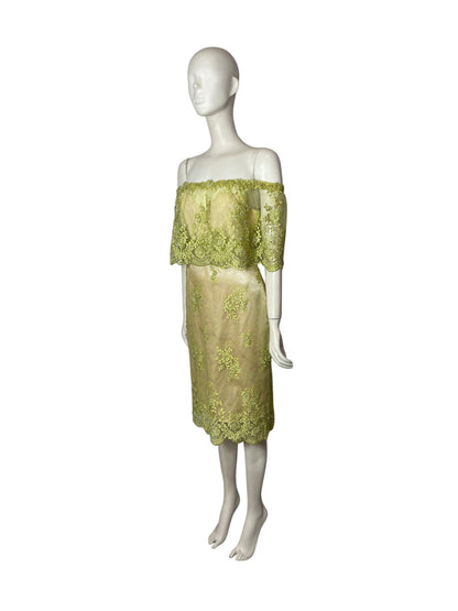Midi dress verde recamado
