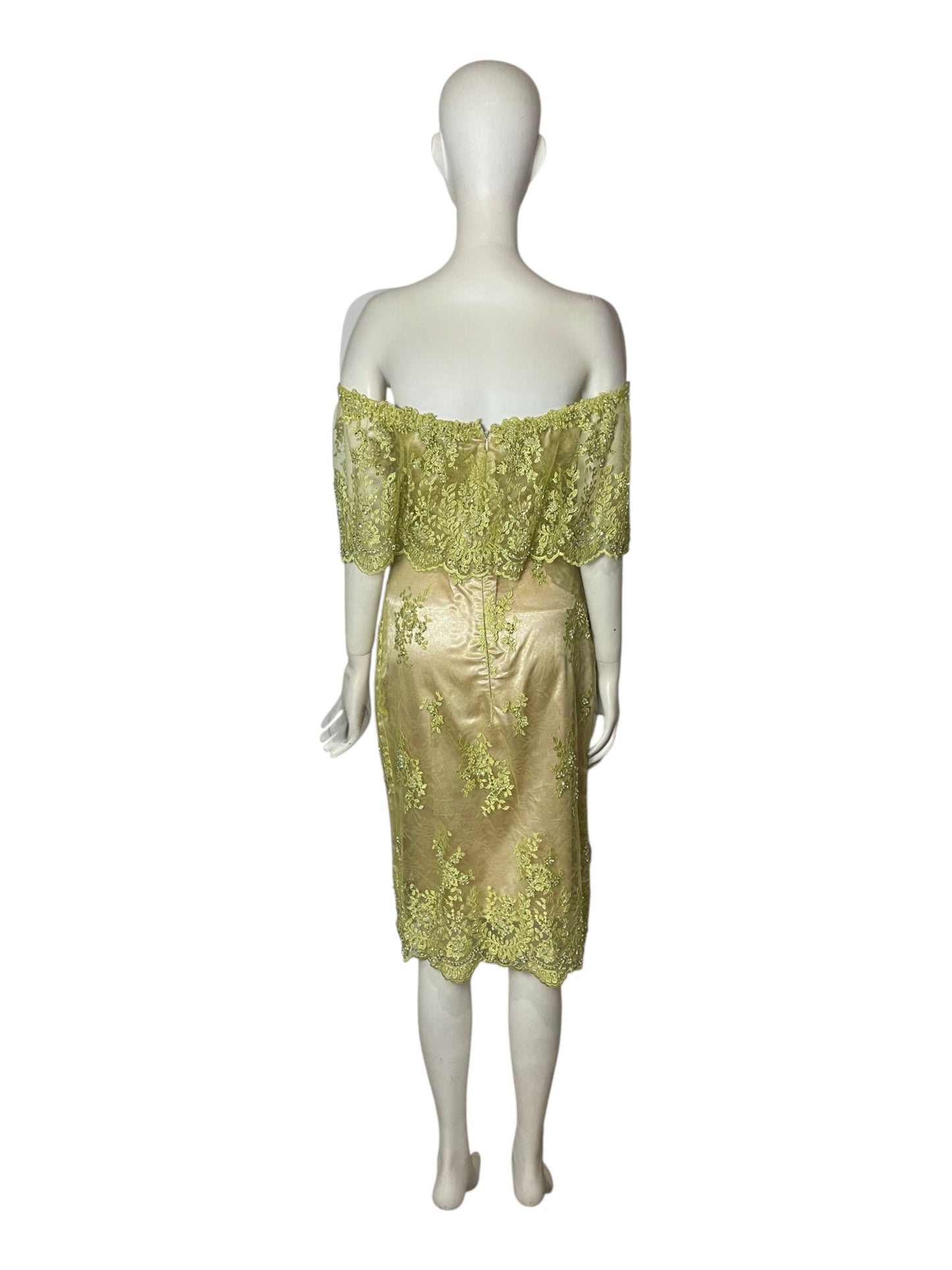 Midi dress verde recamado