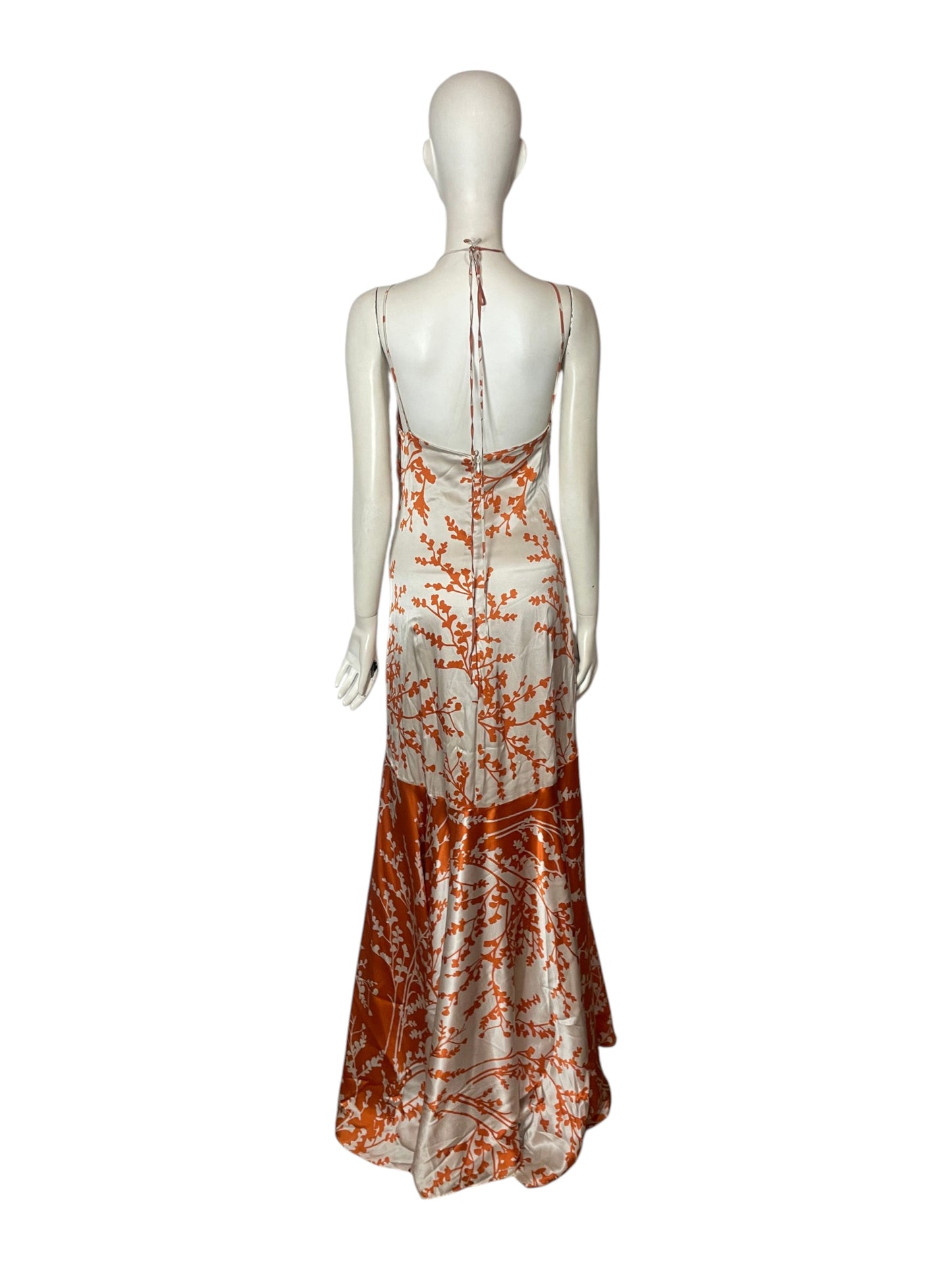 Maxi dress flor de seda naranja