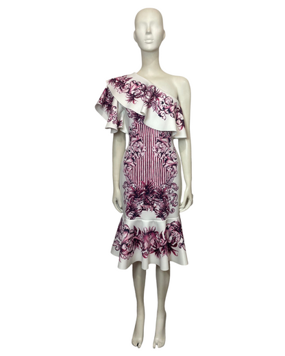Vestido medio hombro piña