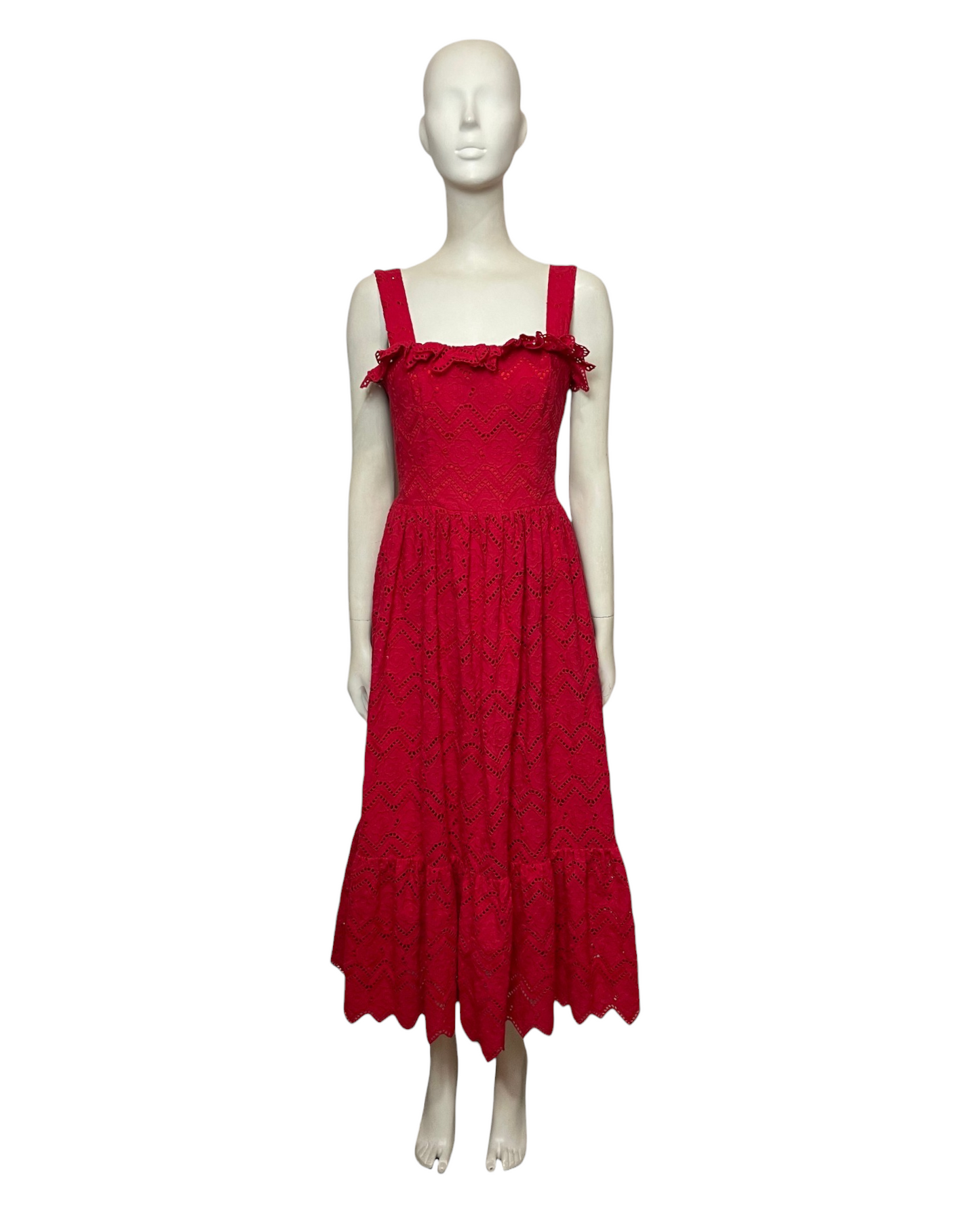Midi dress bordado rojo