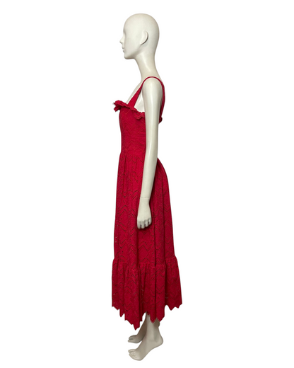 Midi dress bordado rojo