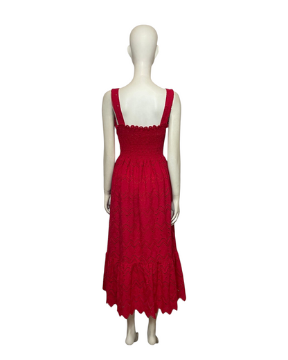 Midi dress bordado rojo