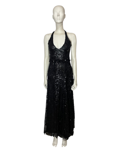 Vestido recamado negro