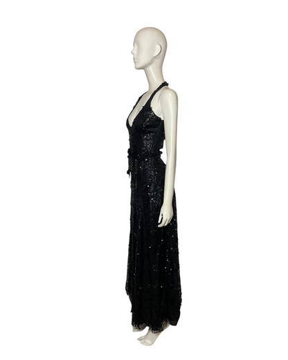 Vestido recamado negro
