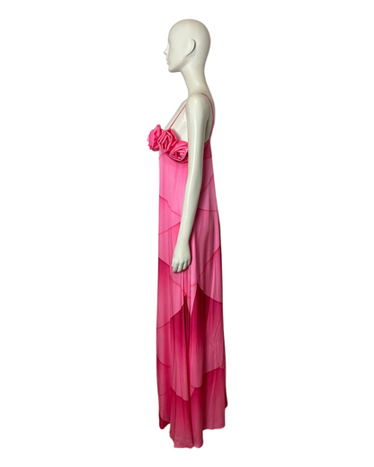 Maxi dress seda fucsia