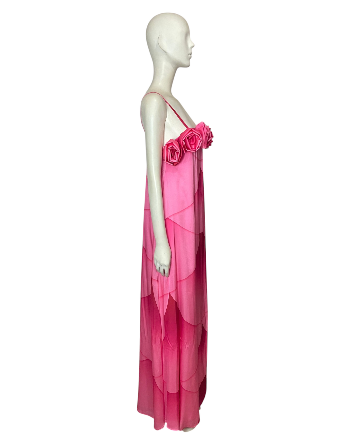 Maxi dress seda fucsia