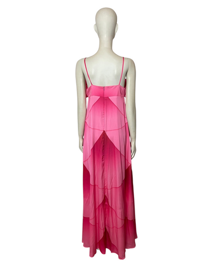 Maxi dress seda fucsia