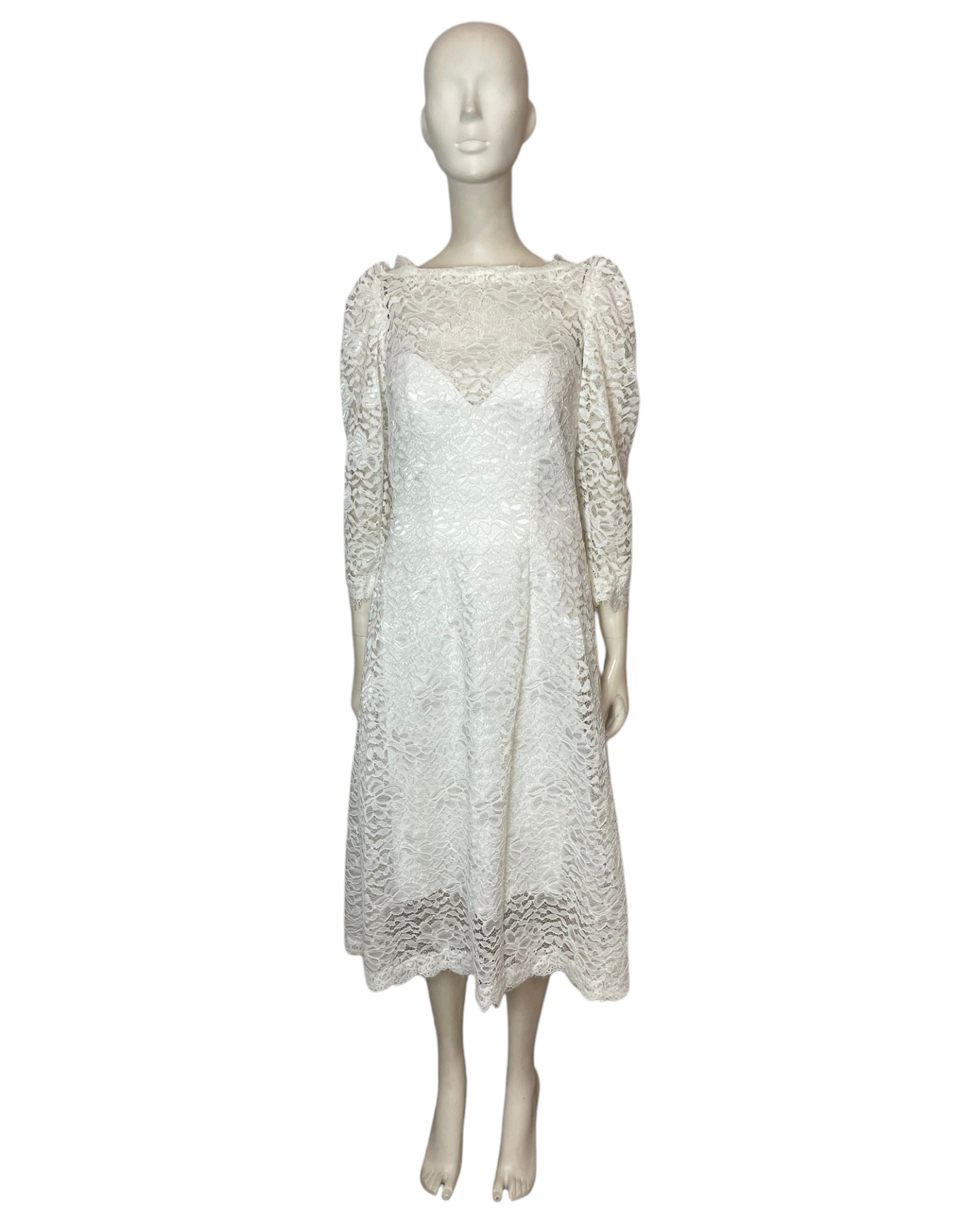 Vestido midi blanco encaje