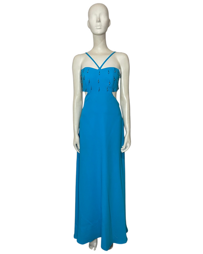 Vestido maxi piedras azul