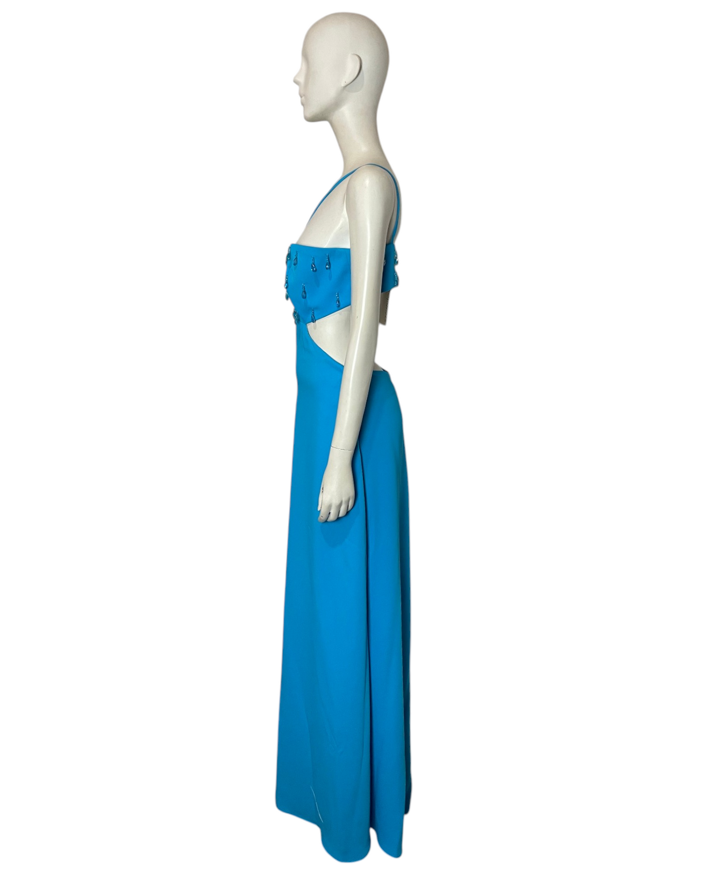 Vestido maxi piedras azul
