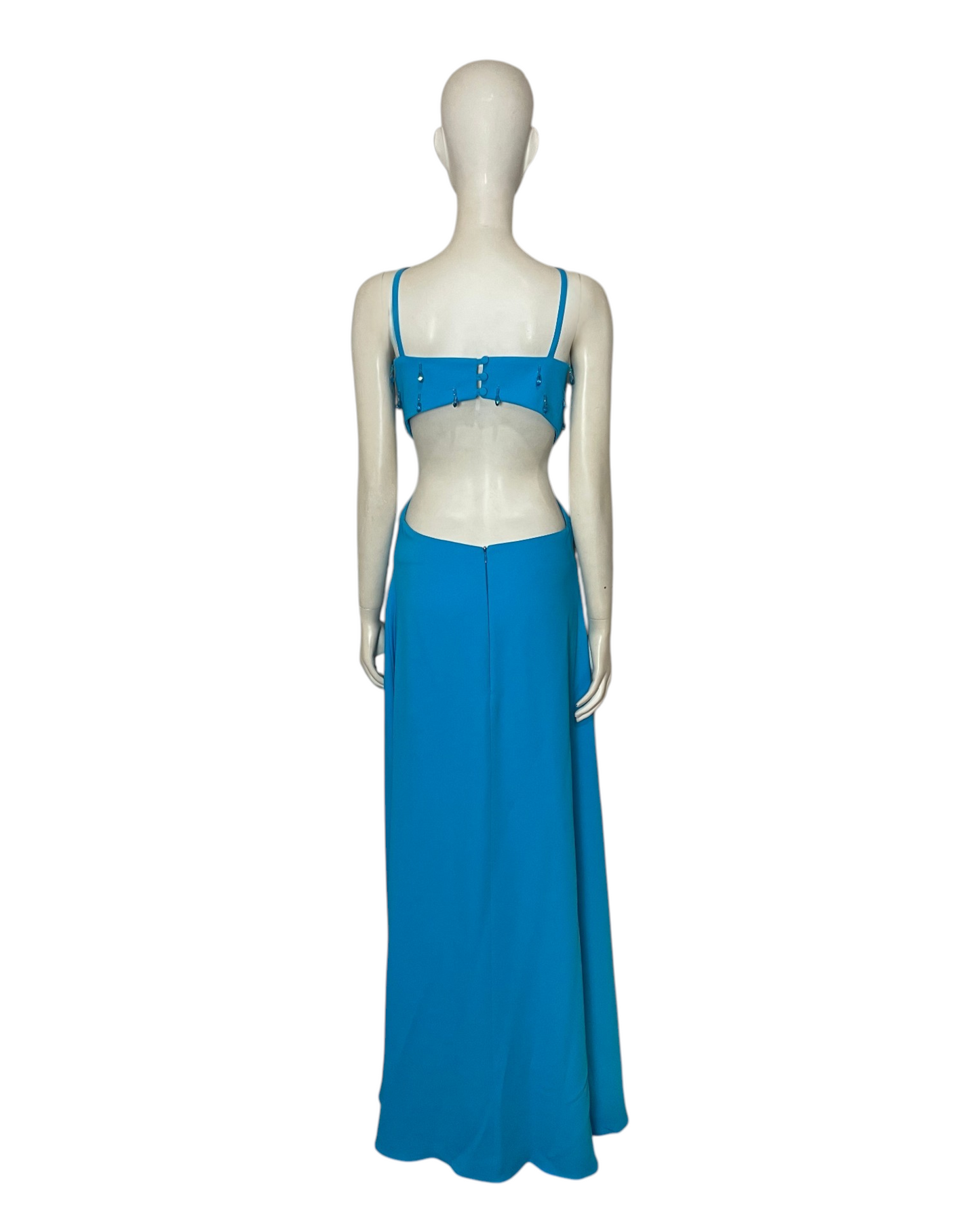 Vestido maxi piedras azul