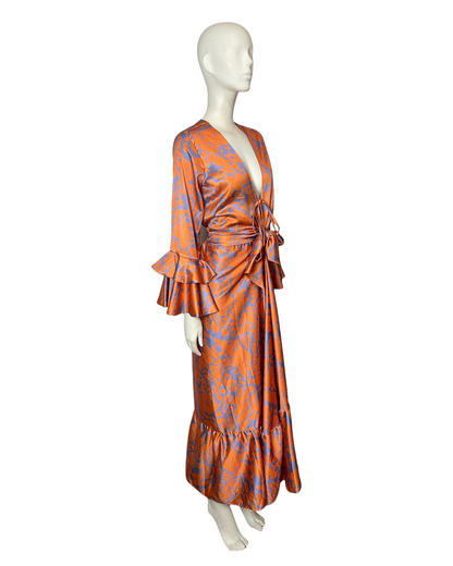 Maxi dress naranja con lila