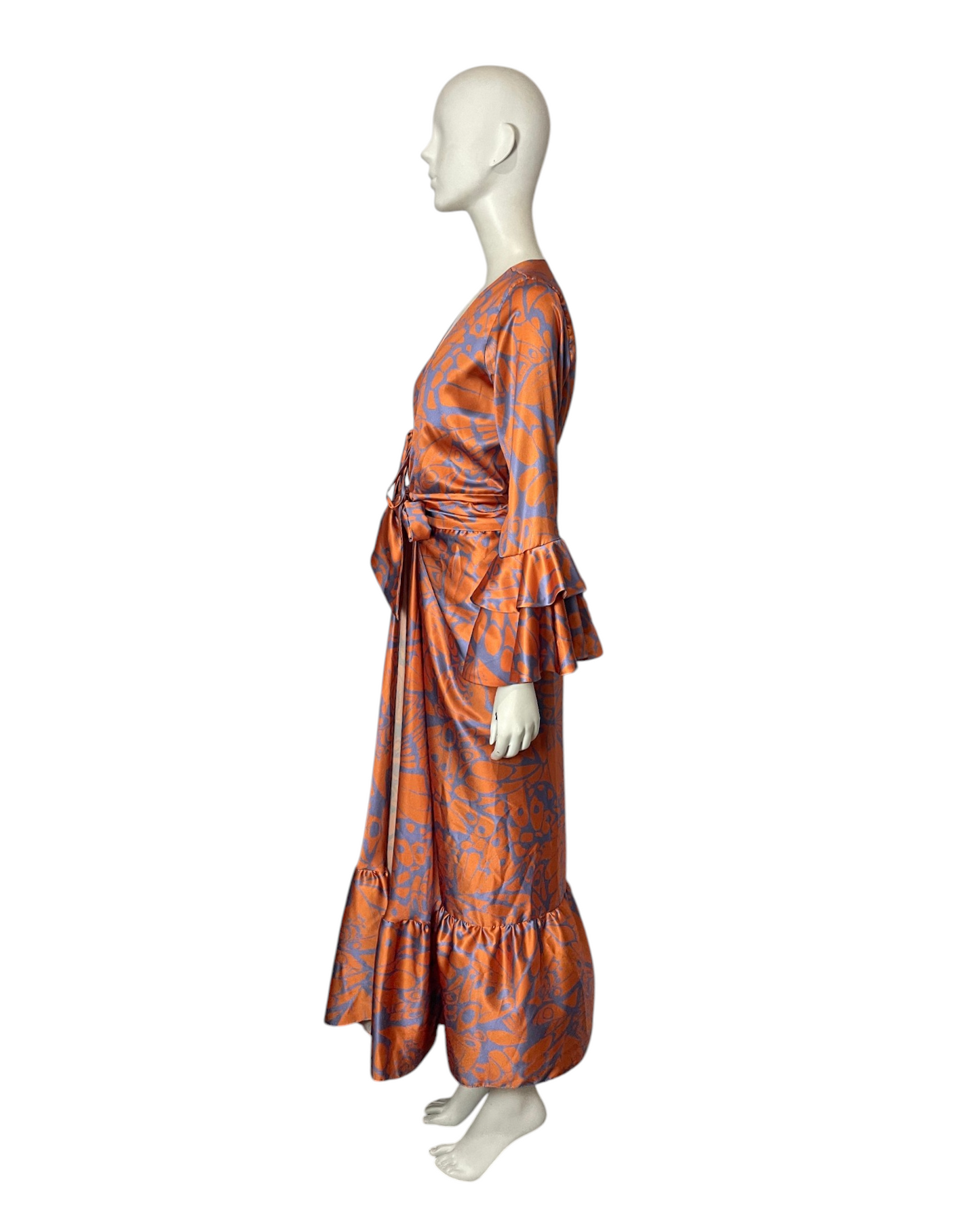 Maxi dress naranja con lila