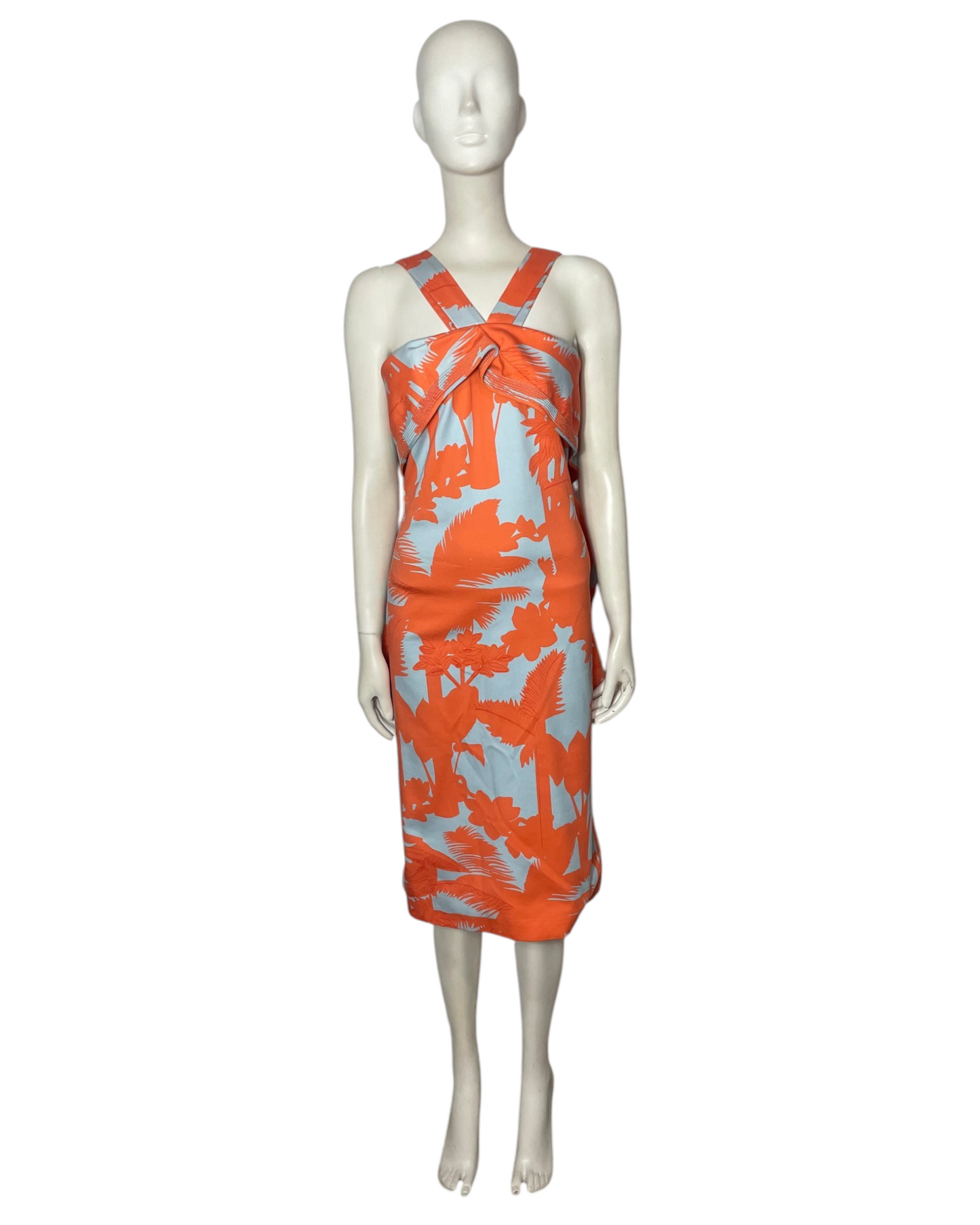 Vestido naranja hojas
