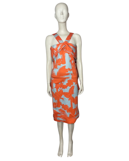 Vestido naranja hojas